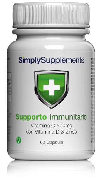 Supporto immunitario con Vitamina C, Vitamina D e Zinco