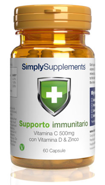 Supporto immunitario con Vitamina C, Vitamina D e Zinco